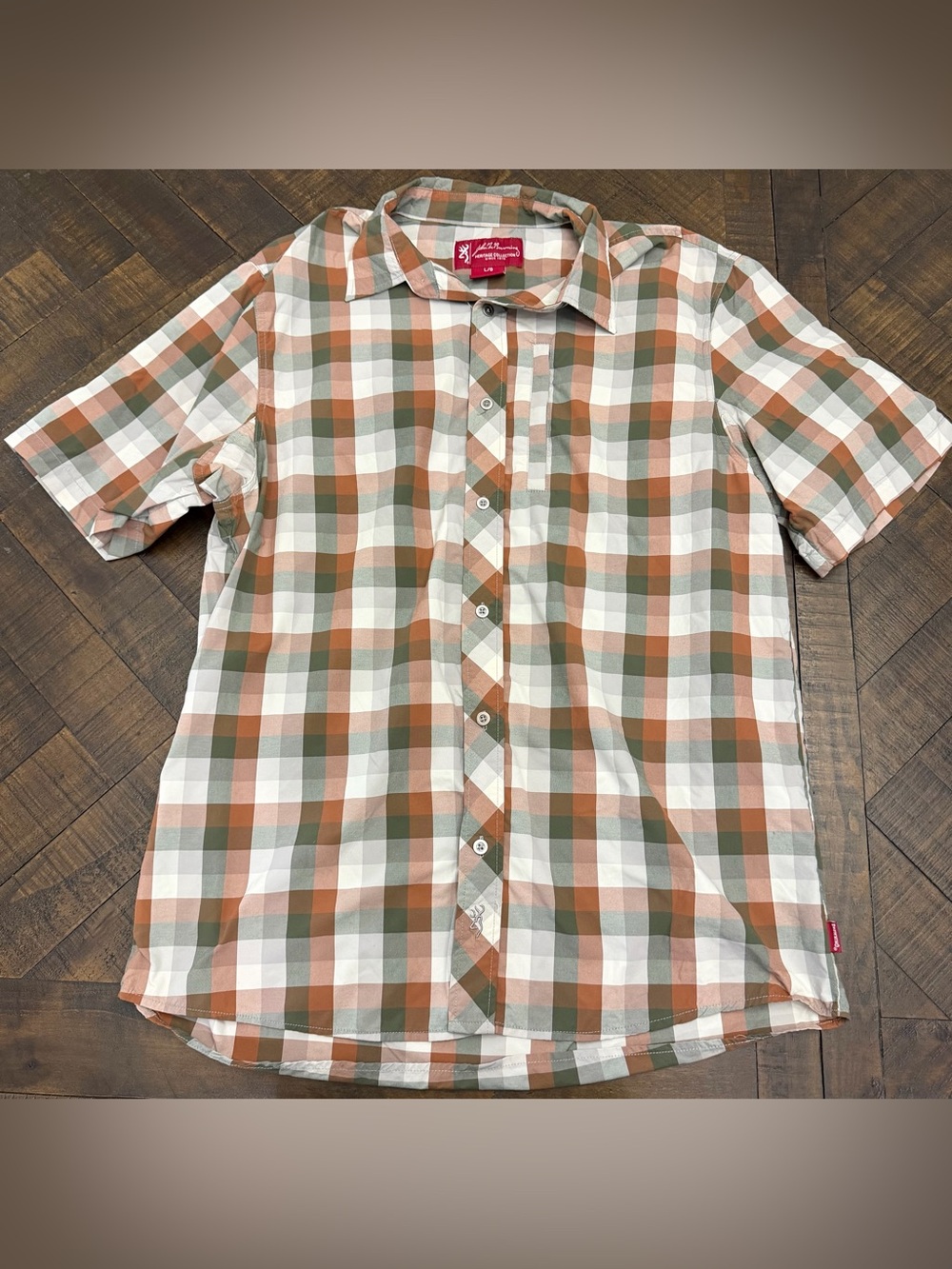 Browning Short-Sleeve Plaid Button-Down Shirt - Green, Brown & White